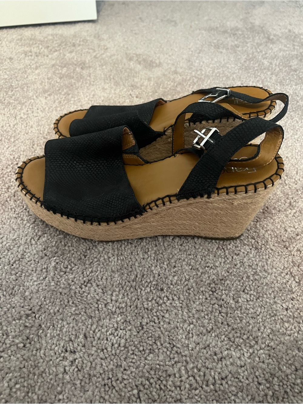 Franco Sarto Black Espadrille Wedge Sandals